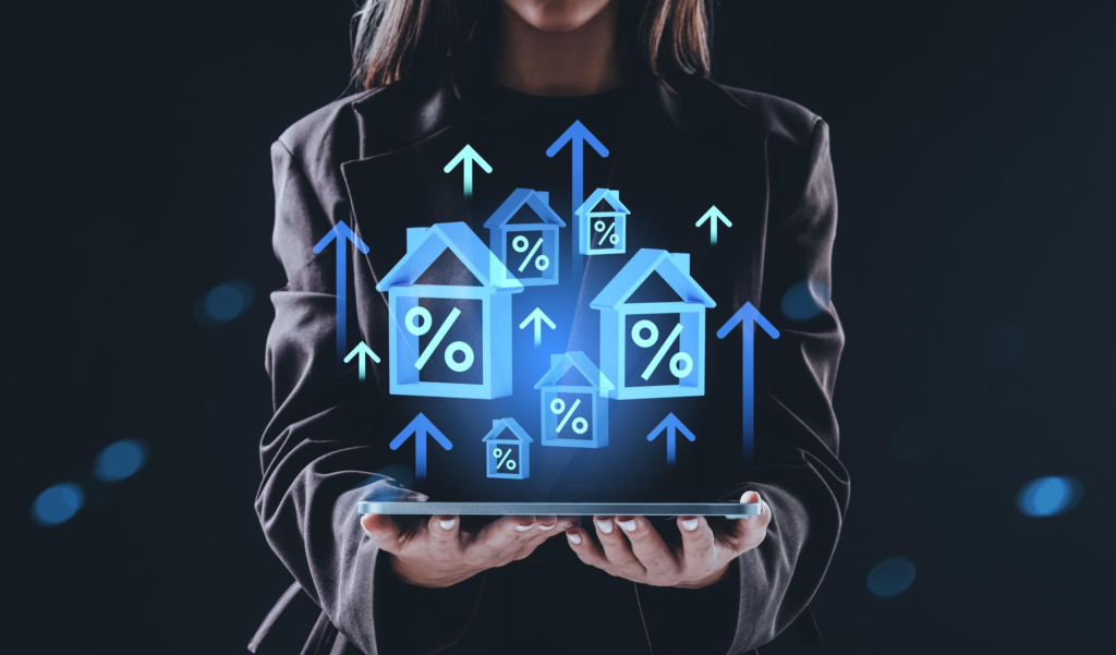 mortgage rates 2026 rising with digital home and interest rate icons illustrating housing market trends