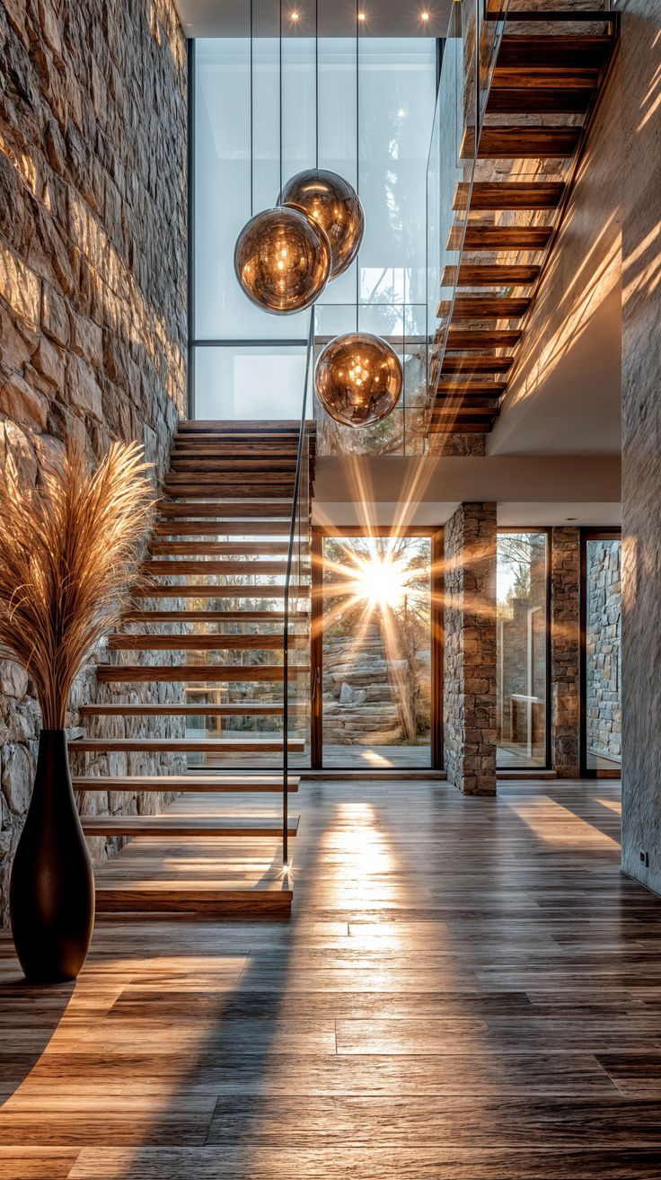 A residential staircase with a warm-toned stair runner, painted risers, and iron spindles, viewed from the bottom landing