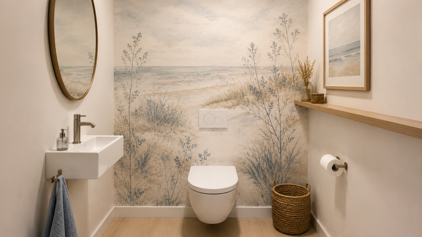 Botanical wallpaper ideas for a small powder room