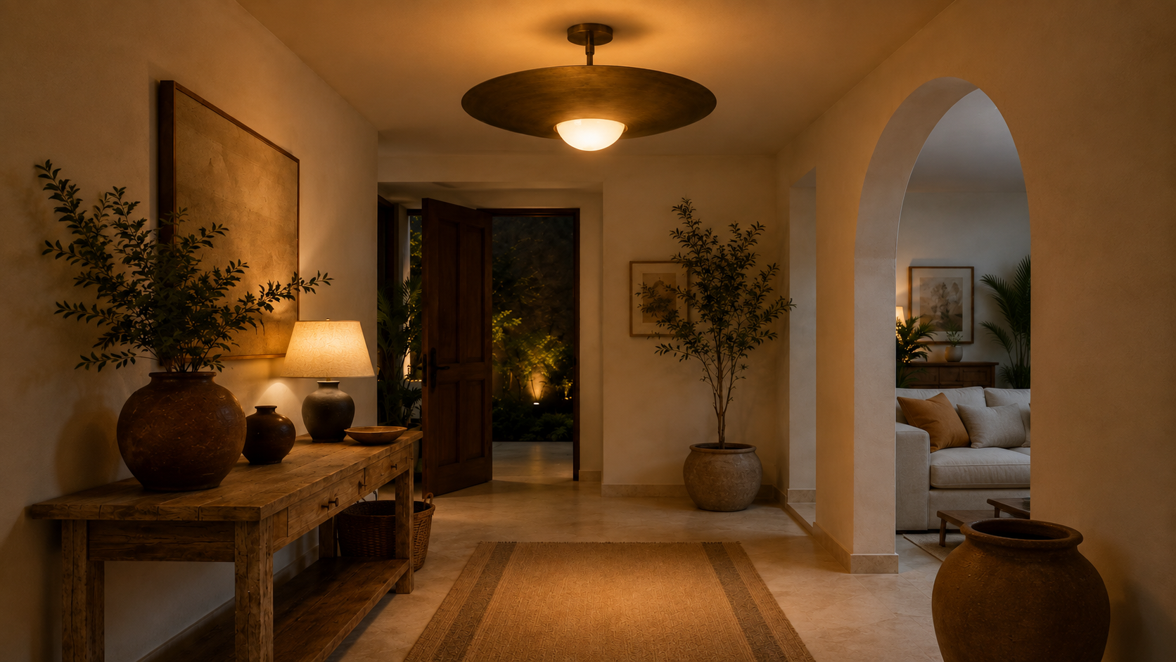 Flat, shadowless light from a single overhead ceiling fixture